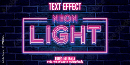 Neon text effect in illustrator. Neon light editable text effect