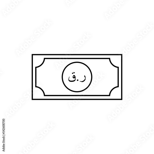 Qatar Currency Icon Symbol, Qatari Riyal (Arabic Version), QAR Sign. Vector Illustration 