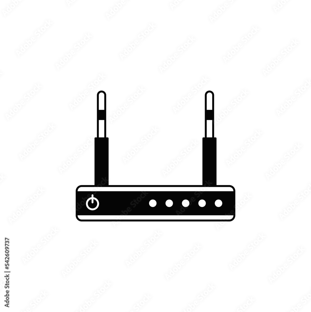 Wifi router icon in black flat glyph, filled style isolated on white background Wifi router icon in black flat glyph, filled style isolated on white background