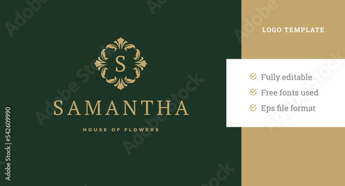 Fashion ornament calligraphy letters premium logo design template minimalist vector illustration