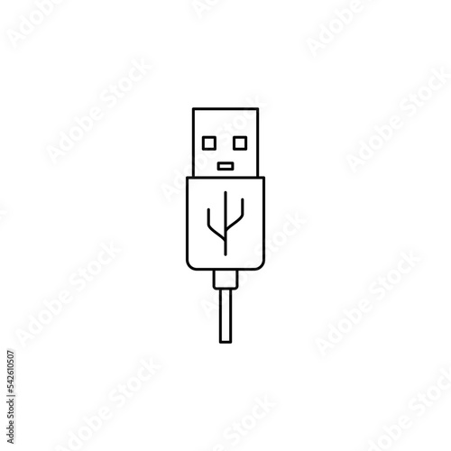 USB cable icon in line style icon  isolated on white background
