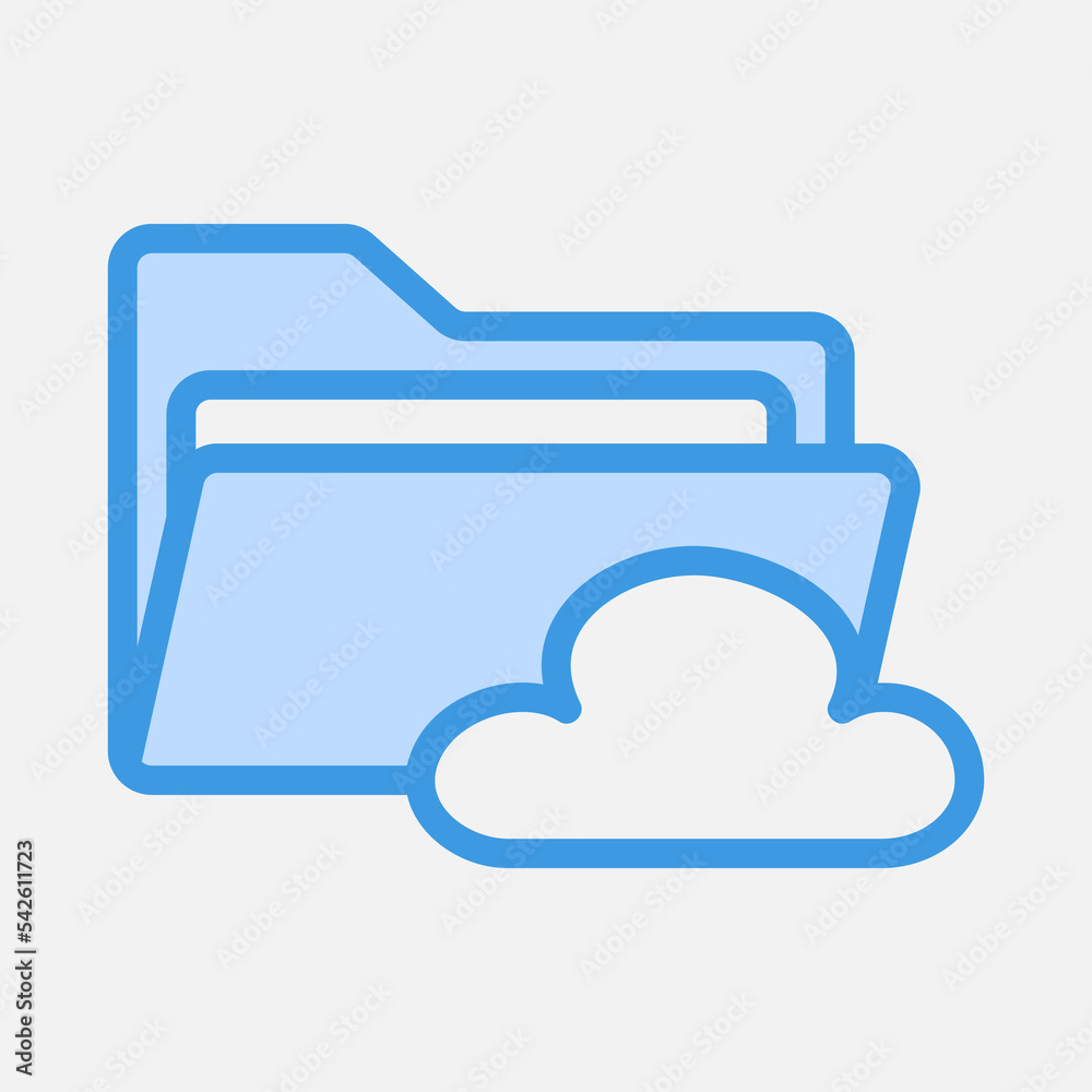 Cloud storage icon in blue style about folders, use for website mobile app presentation Cloud storage icon in blue style about folders, use for website mobile app presentation
