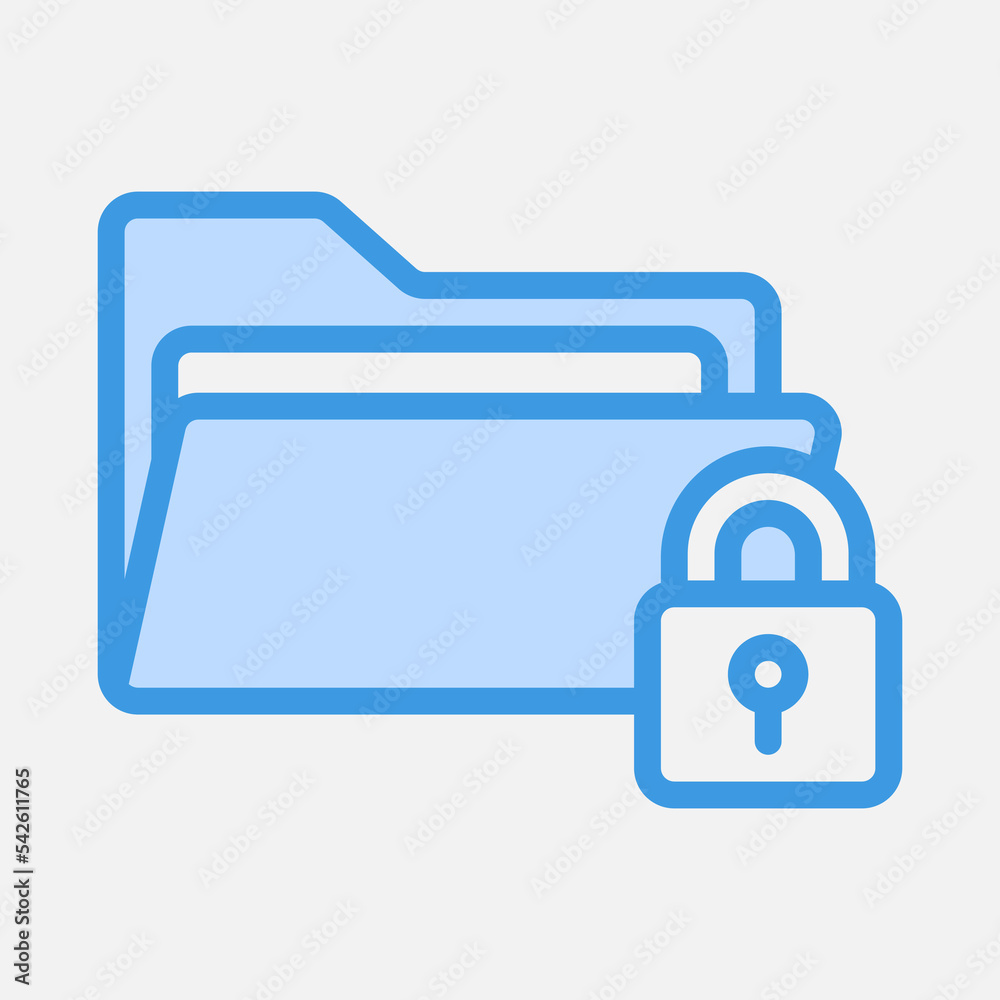 Padlock icon in blue style about folders, use for website mobile app presentation Padlock icon in blue style about folders, use for website mobile app presentation