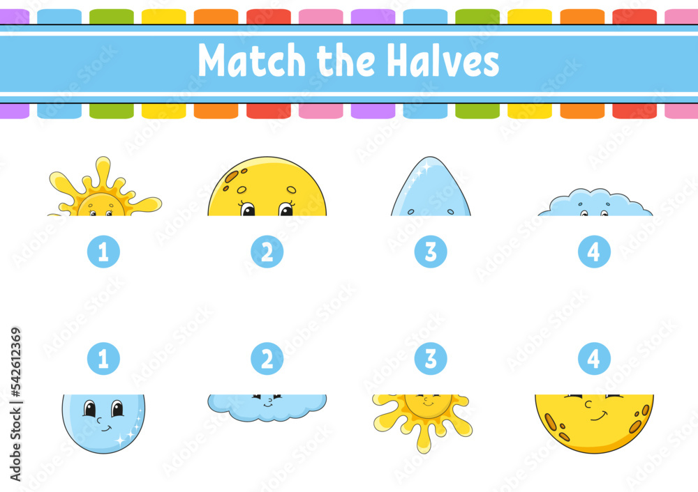 Match the halves. Education developing worksheet. Matching game for ...
