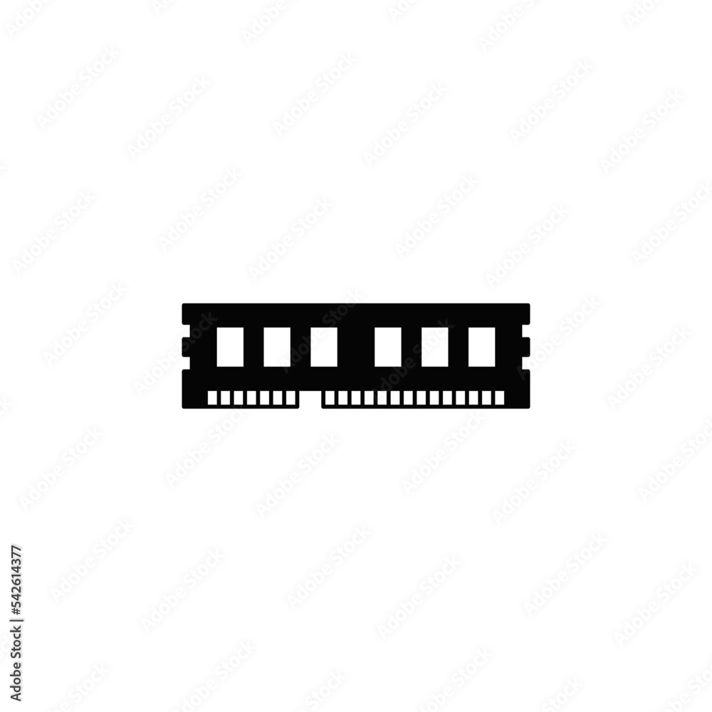 RAM, Random access memory icon in black flat glyph, filled style isolated on white background RAM, Random access memory icon in black flat glyph, filled style isolated on white background