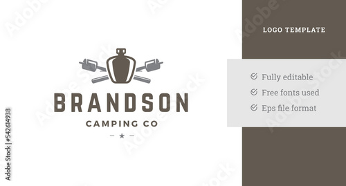 Camping and touring club logo with bottle and marshmallows
