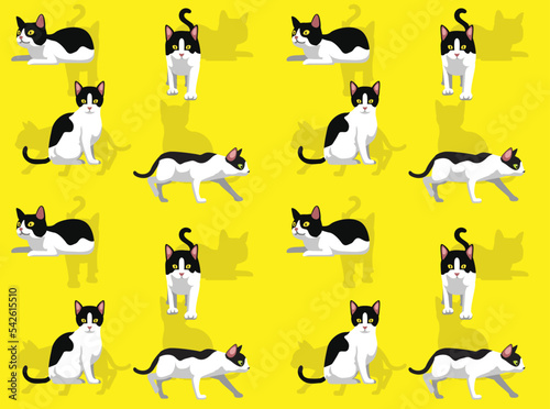 Aegean Cat Poses Cute Character Seamless Wallpaper Background