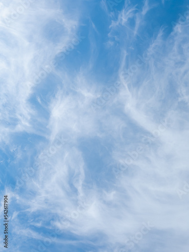 Cloudy sky in sunny windy weather vertical background.