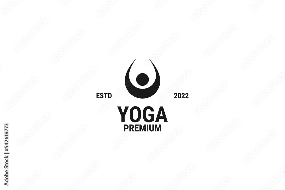 Drop water yoga logo design vector illustration