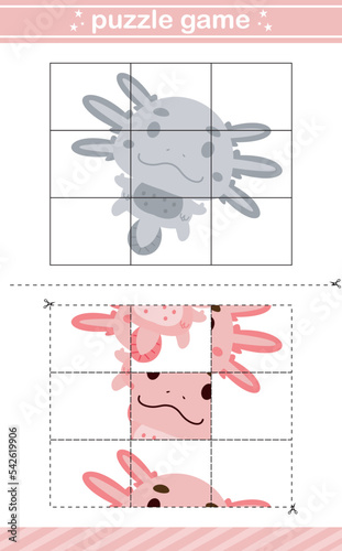 puzzle of cute animal jigsaw game for kids education worksheet game