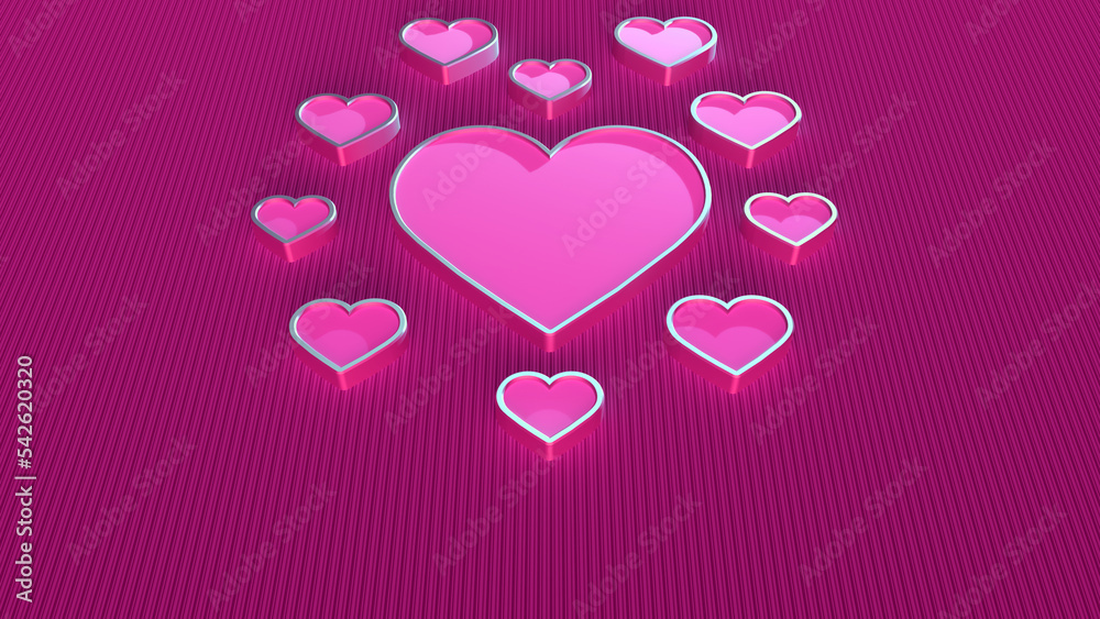 Abstract background heart. 3d rendering of a pink background with hearts for valentine's holiday. Pink background with hearts to express your warm feelings. 