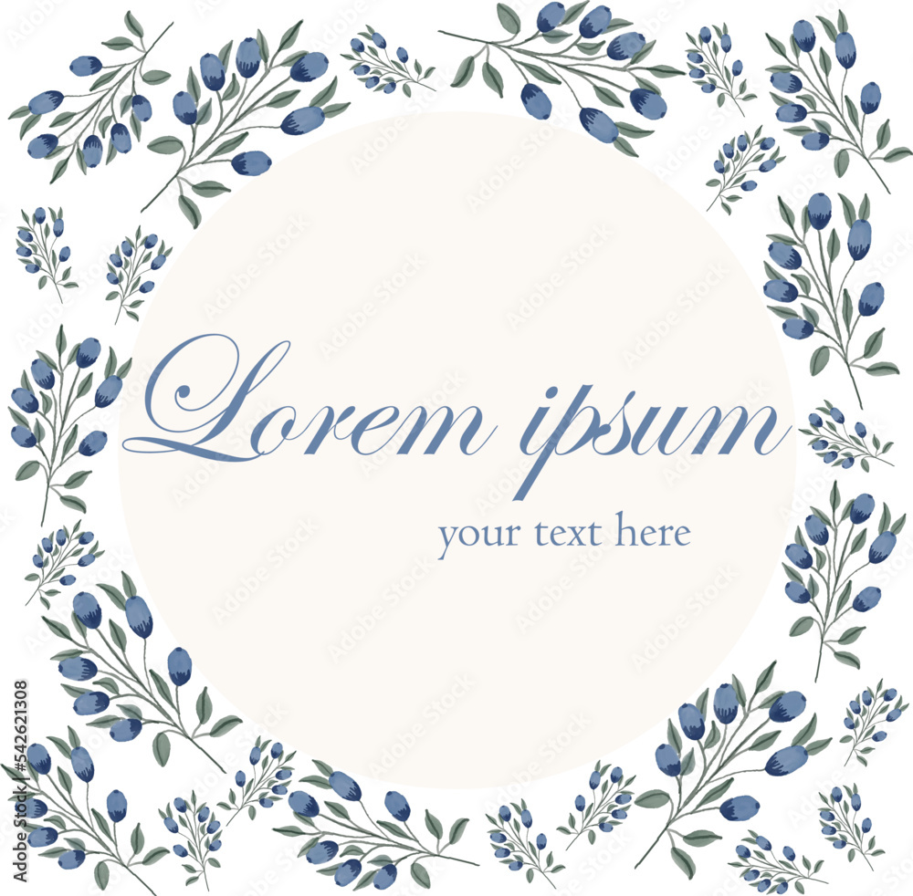 Card template with blueberries and leaves. Hand drawn vector background. Card template with blueberries and leaves. Hand drawn vector background.