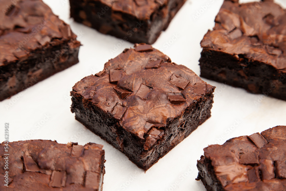 Fudgy and chewy dark chocolate brownie