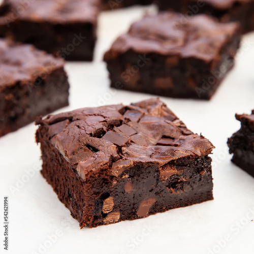 Fudgy and chewy dark chocolate brownie