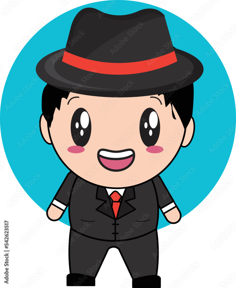 Vetor de cute cartoon emote boy wearing suit and tie do Stock | Adobe Stock