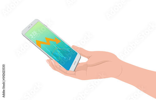 hand holding a smartphone transparent background stock drop screen