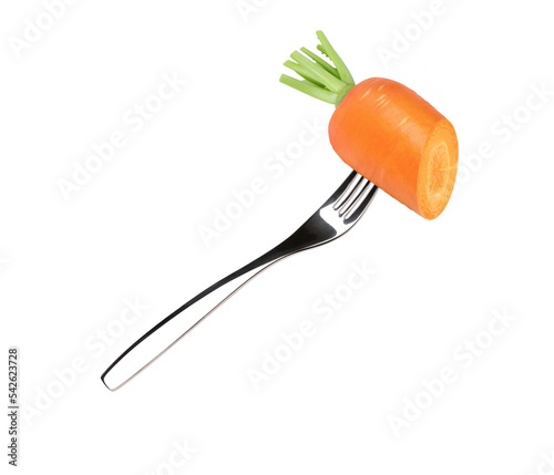 carrot on fork isolated
