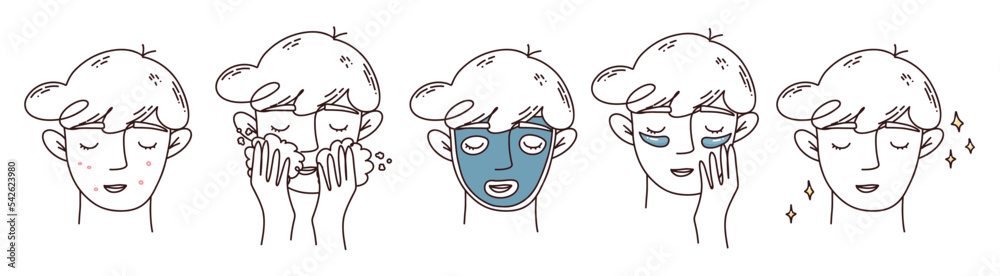 skincare man set outline skincare man set outline