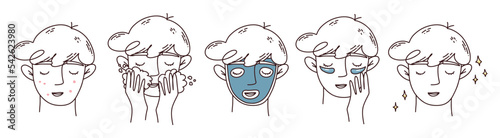 skincare man set outline