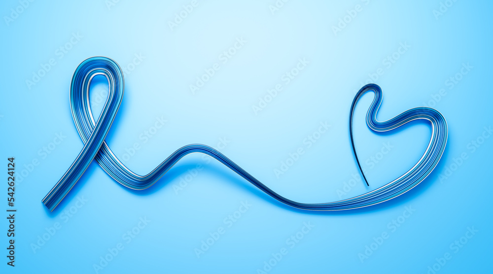 Blue November ribbon 3d Heart shape made with brush stroke ribbon 3d illustration Blue November ribbon 3d Heart shape made with brush stroke ribbon 3d illustration
