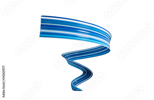 Beautiful blue ribbon on white background 3d illustration