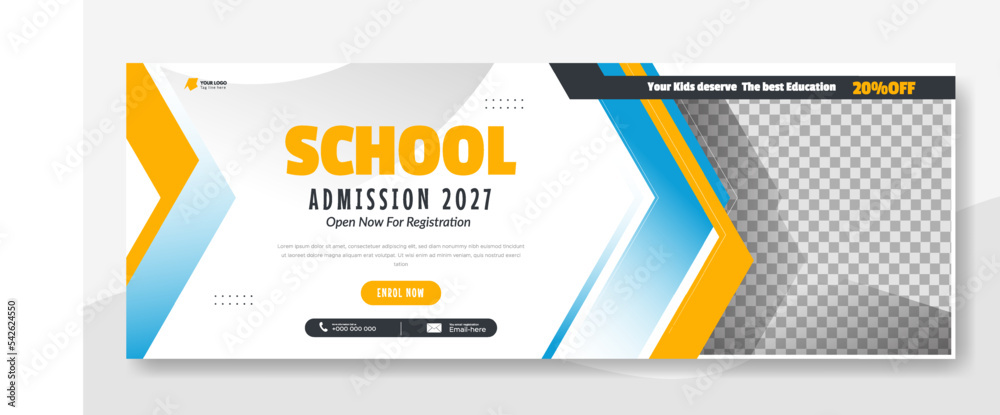 education school cover page design, web banner for school registration