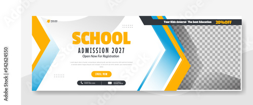 education school cover page design, web banner for school registration promotion, web banner template
