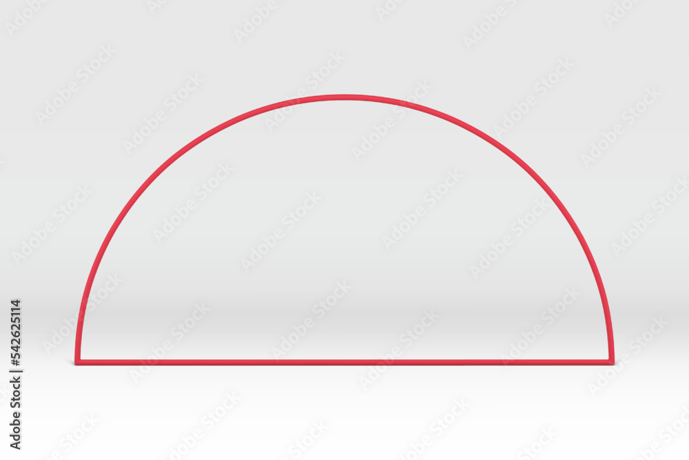 3d red boundary metallic semicircle frame decorative minimal element design realistic vector 3d red boundary metallic semicircle frame decorative minimal element design realistic vector