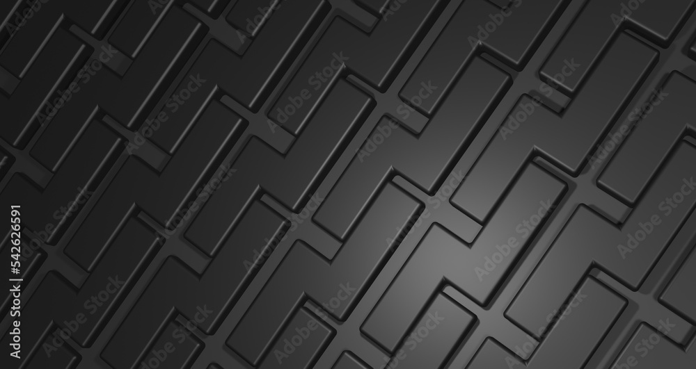 Illustration rendering background of black abstract shapes with black