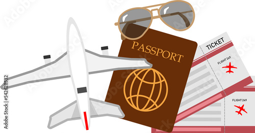 Passport with airplane tickets with holiday and vocation concept flat Icon.elements for design. © naito29