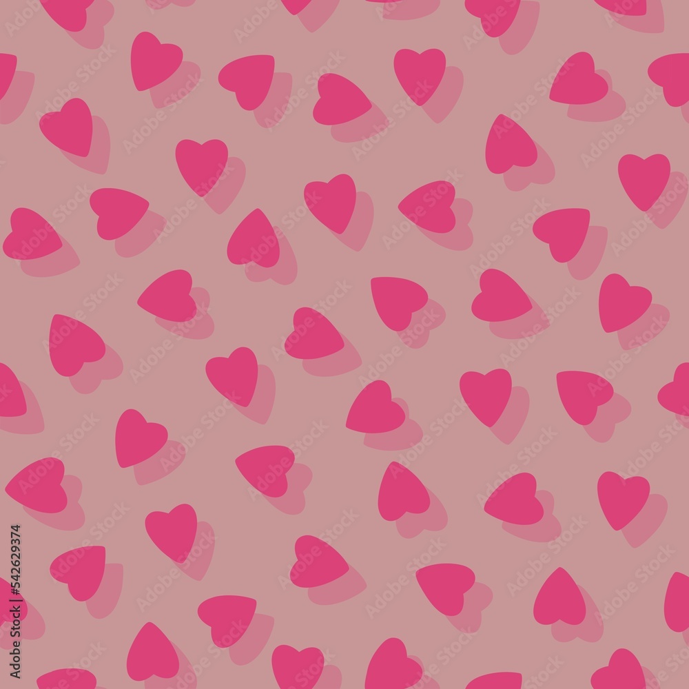 Simple pink hearts seamless pattern chaotic pink background made of tiny heart silhouettes of overlapping layering effect.For Valentines,mothers day,Easter,wedding,gift wrapping paper,textiles