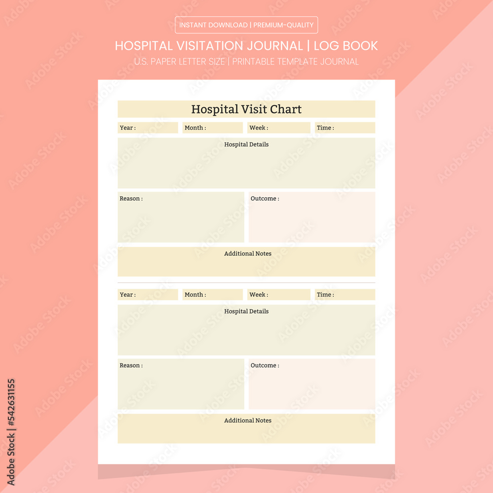 Hospital Visitation Journal Hospital Visitation Log Book Hospital