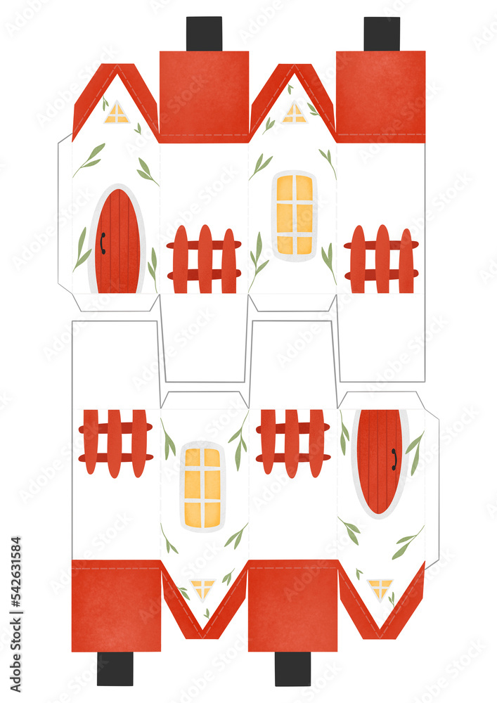 Cute Christmas houses for printing advent calendar, house template