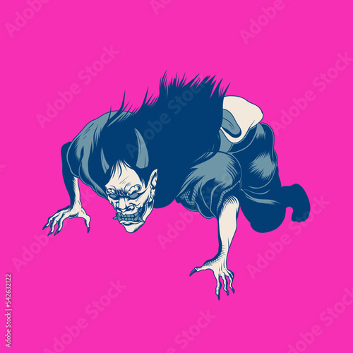 Oni demon japanese mythology illustration design