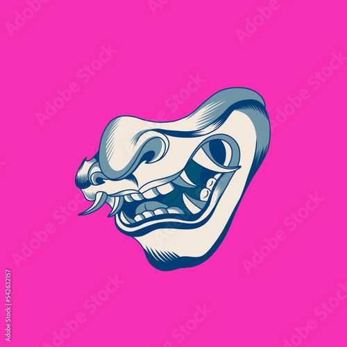 Oni mask japanese mythology illustration design