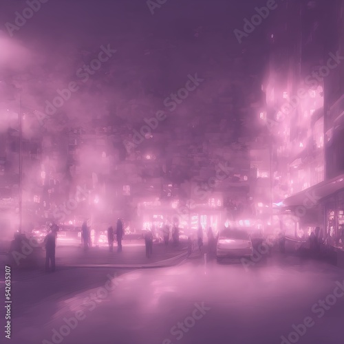 city in the night fantasy illustration
