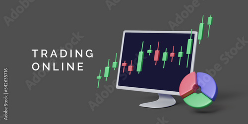 PC monitor with charts. Stock market and binary options concept