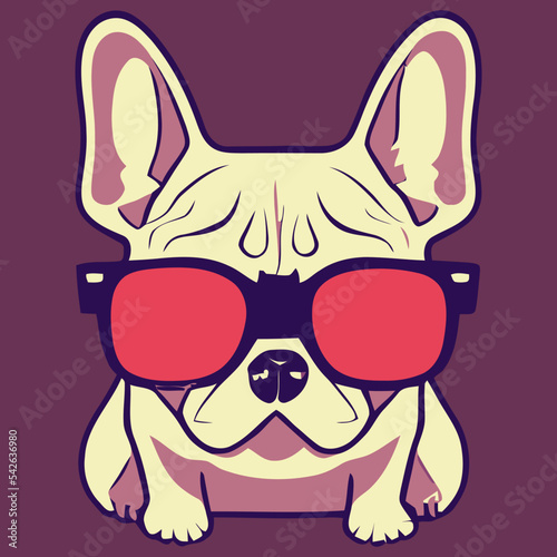 illustration Vector graphic of adorable French bulldog wearing sunglasses isolated good for logo, icon, mascot, print or customize your design