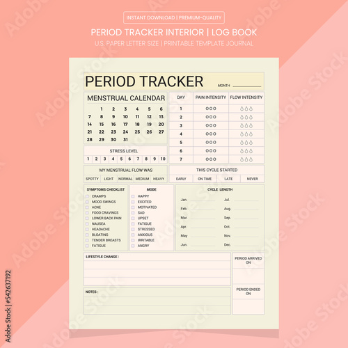 Period Tracker Interior | Period Tracker Log Book | Period Tracker Printable Template