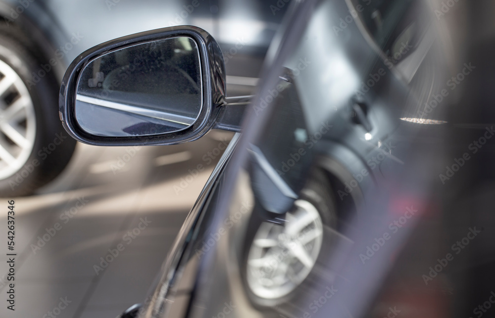automotive, detail of a car, rear view mirror, 