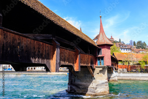 Spreuer bridge spanning the river Reuss in the city of Lucerne, Switzerland photo