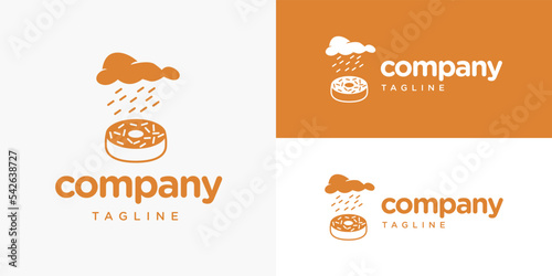 Cloud Sprinkles Donut Donuts Cake Sweet Dessert Logo Design Concept Vector Template for Brand Business Company