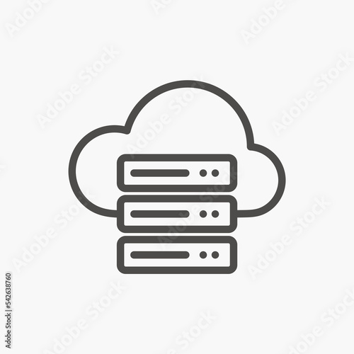 Cloud data icon vector. Network  storage center symbol sign. Internet  technology  data  database icon vector symbol