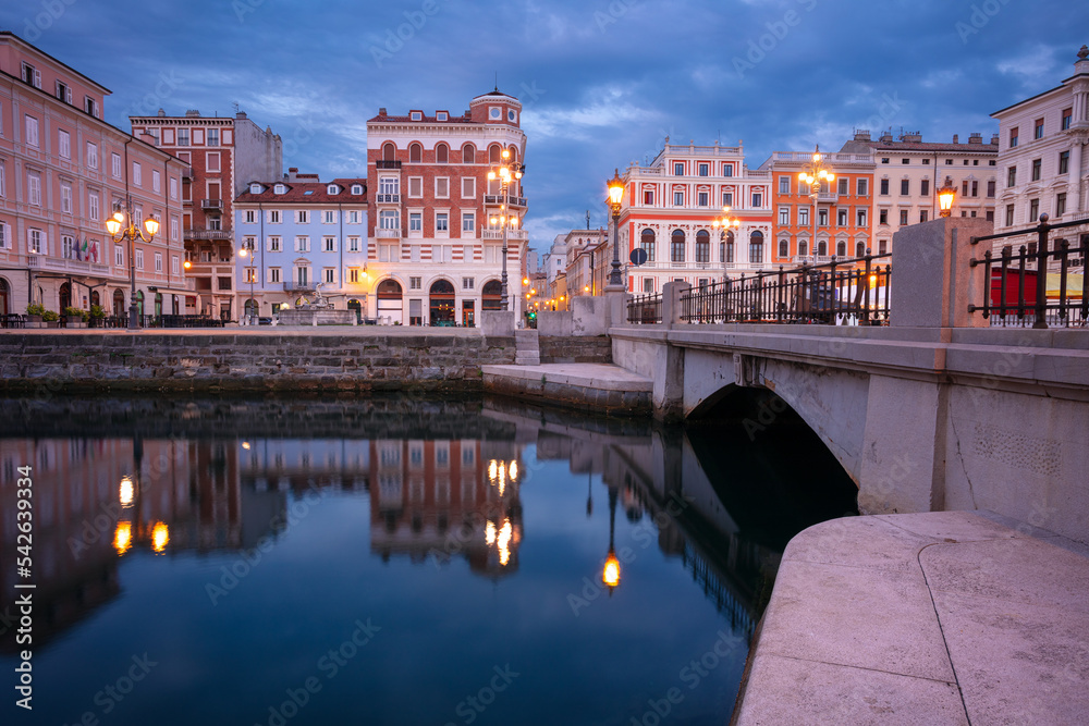 Trieste, Italy. Cityscape image of downtown Trieste, Italy at sunrise.