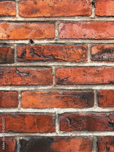 Rustic clay brick pattern as background, texture of an old wall from Halmstad, Sweden