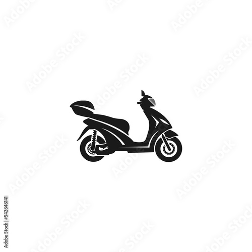 Moped scooter logo design. Retro scooter one side view vector design. Electric scooter logo design.