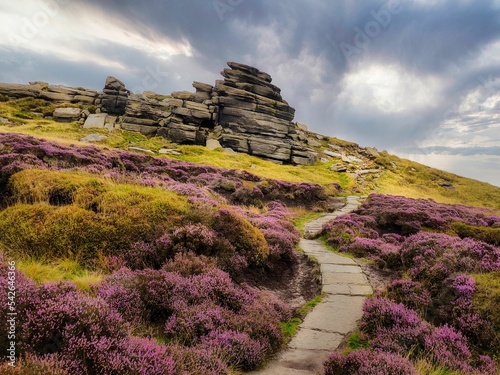 footpath on the moors Derbyshire UK photo