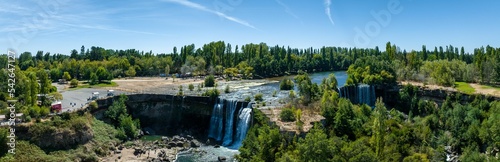 Salto del Laja in the south of Chile panoramic vertical aerial photos with drone photo