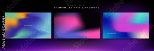 Blurred backgrounds set with modern abstract blurred color gradient patterns. Smooth templates collection for brochures, posters, banners, flyers and cards. Vector illustration.