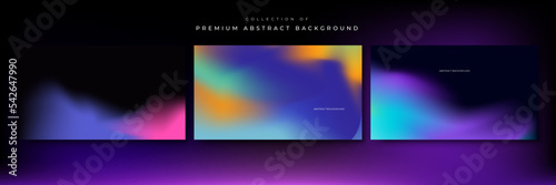 Blurred backgrounds set with modern abstract blurred color gradient patterns. Smooth templates collection for brochures, posters, banners, flyers and cards. Vector illustration.